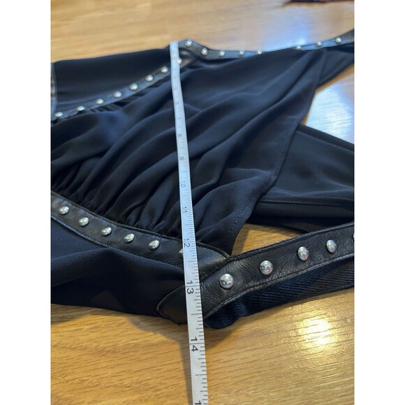 The Kooples Black Studded Leather Harness Mini Dress Size XS - Picture 10 of 10